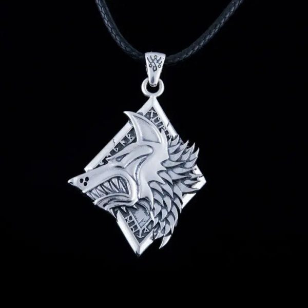 collier viking loup fenrir en argent