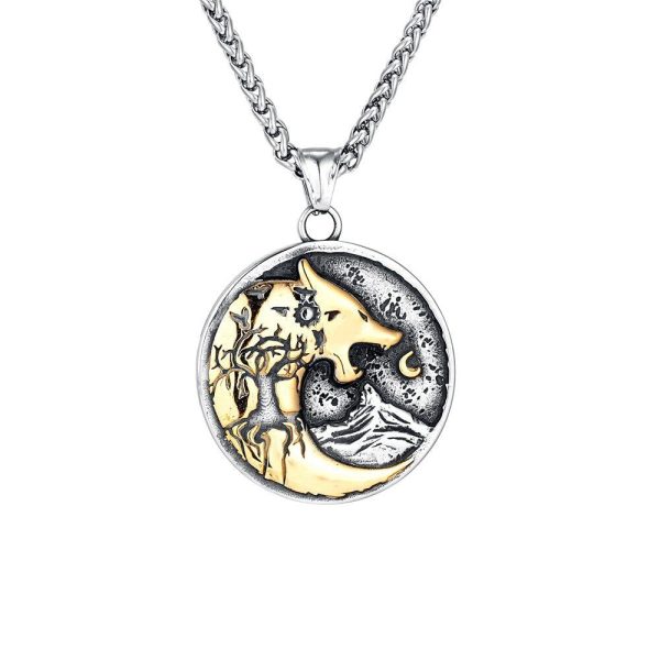 collier viking loup fenrir et lune