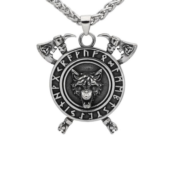 collier viking loup fenrir et runes