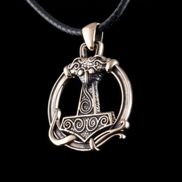 collier viking mjolnir en bronze massif