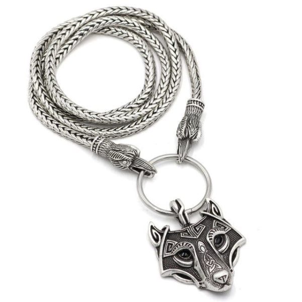 collier viking tête de fenrir - icône de la force