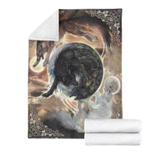 couvre lit viking loups mythiques