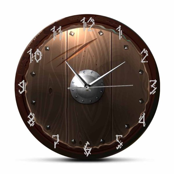 horloge viking bouclier en bois