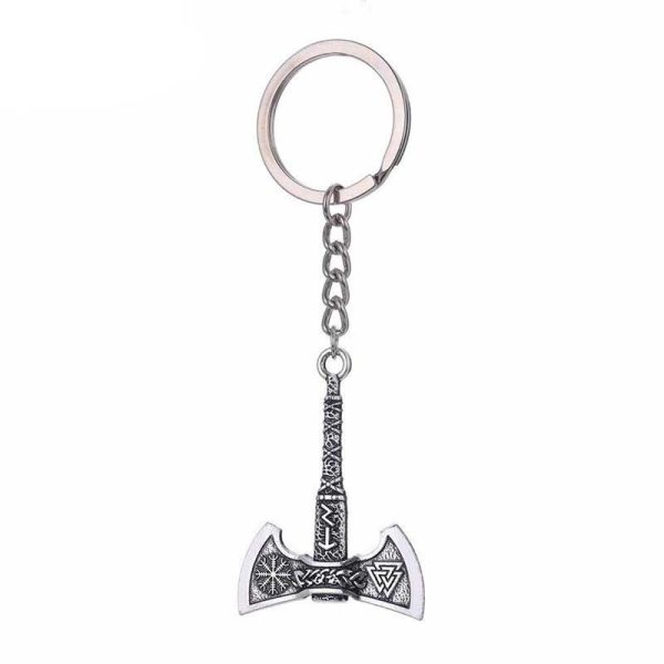 porte-clé viking hache à double tranchants