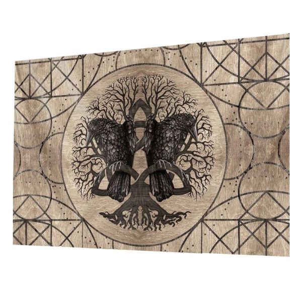 tapis mural viking arbre aux corbeaux