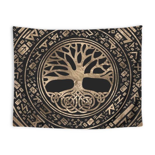 tapis mural viking arbre runique