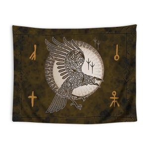 tapis mural viking corbeau protecteur