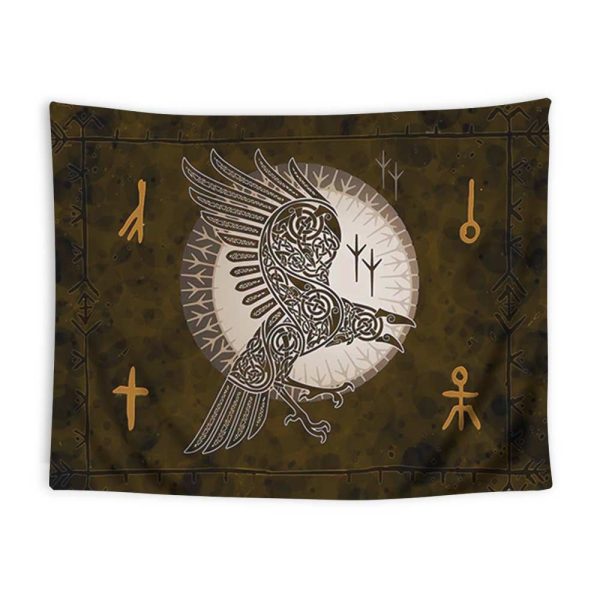 tapis mural viking corbeau protecteur