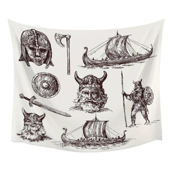 tapis mural viking dessins de drakkar