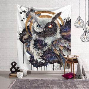 tapis mural viking hibou nordique