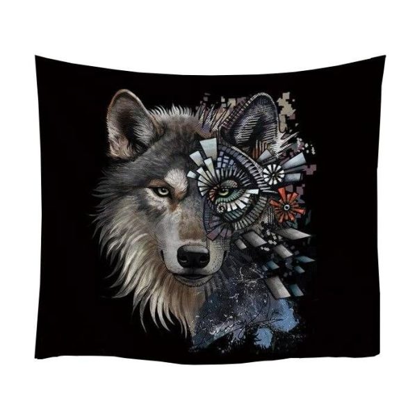tapis mural viking loup moderne