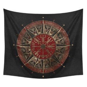 tapis mural viking rose des vents