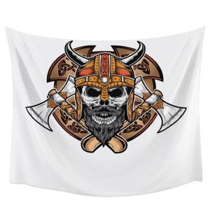 tapis mural viking tête de mort