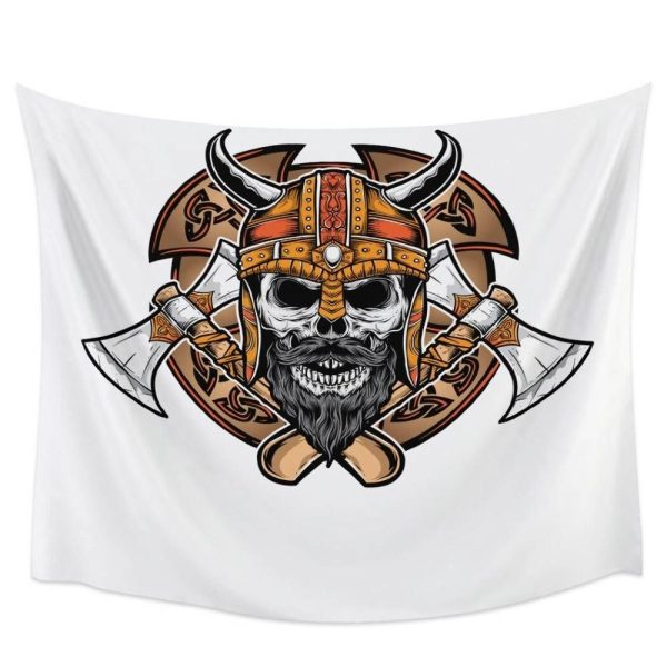 tapis mural viking tête de mort