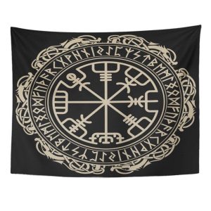 tapis mural viking vegvisir doré