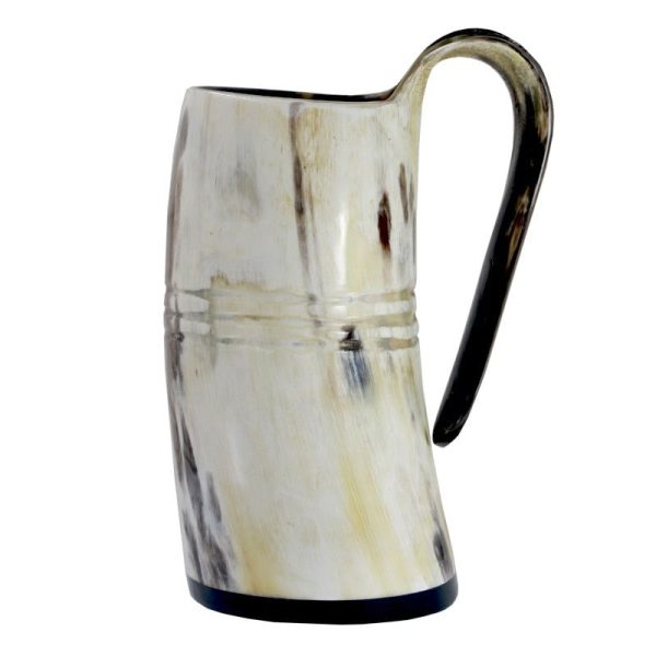 tasse viking en corne de bœuf blanche