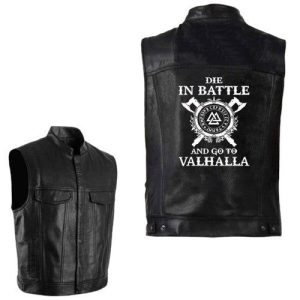 veste viking en cuir go to valhalla