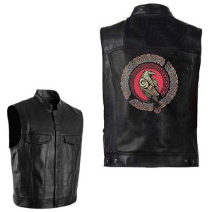 veste viking en cuir hugin