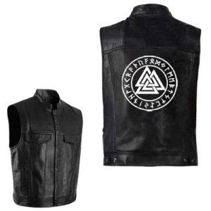 veste viking en cuir valknut