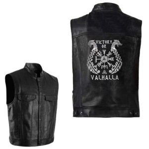 veste viking en cuir victory or valhalla