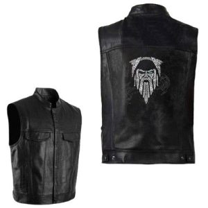 veste viking en cuir vision d'odin