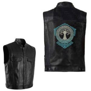 veste viking en cuir yggdrasil
